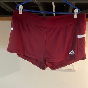 Red adidas shorts